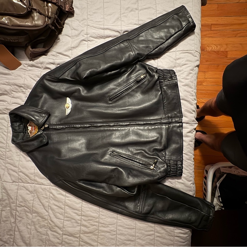 Harley-Davidson Black Leather Bomber Jacket